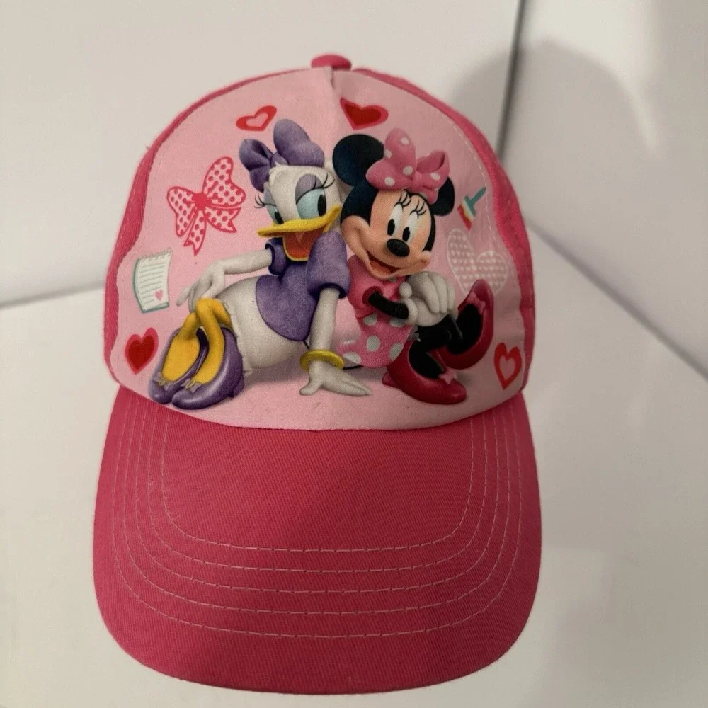 Disney Pink Strapback Hat Graphic‎ Minnie Mouse Daisy Duck-One Size
